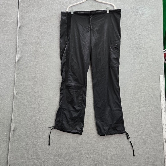 VINTAGE Nike Women Activewear Pants Medium Black Track Cargo Pockets Dri Fit - Picture 1 of 12